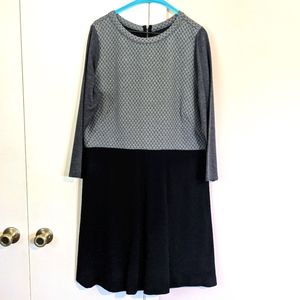 Loft long sleeved color block dress grey and black